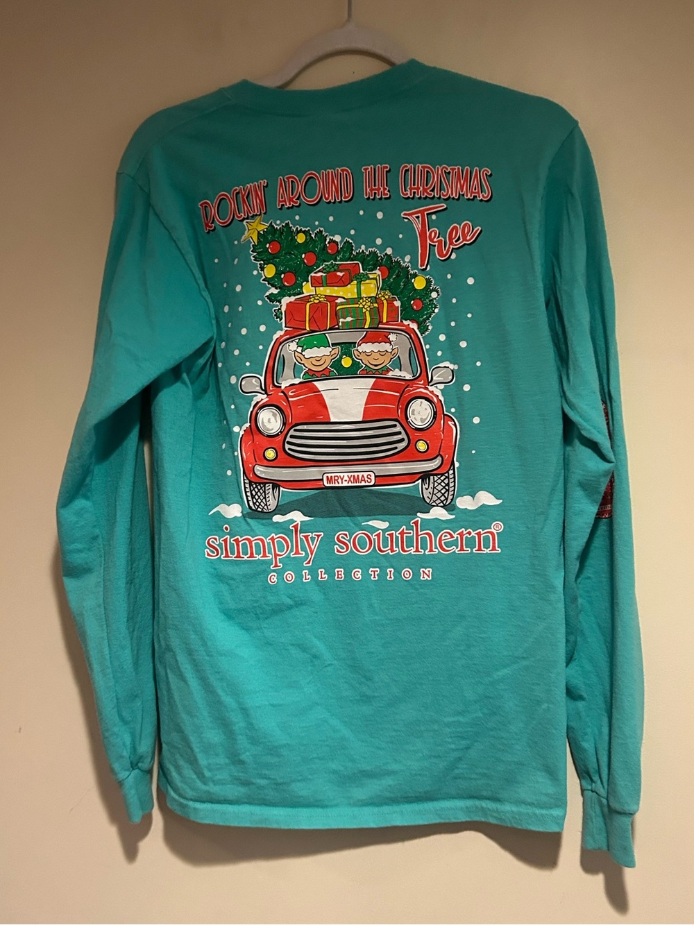 Simply Southern Teal Christmas Long Sleeve Shirt Sz Sm